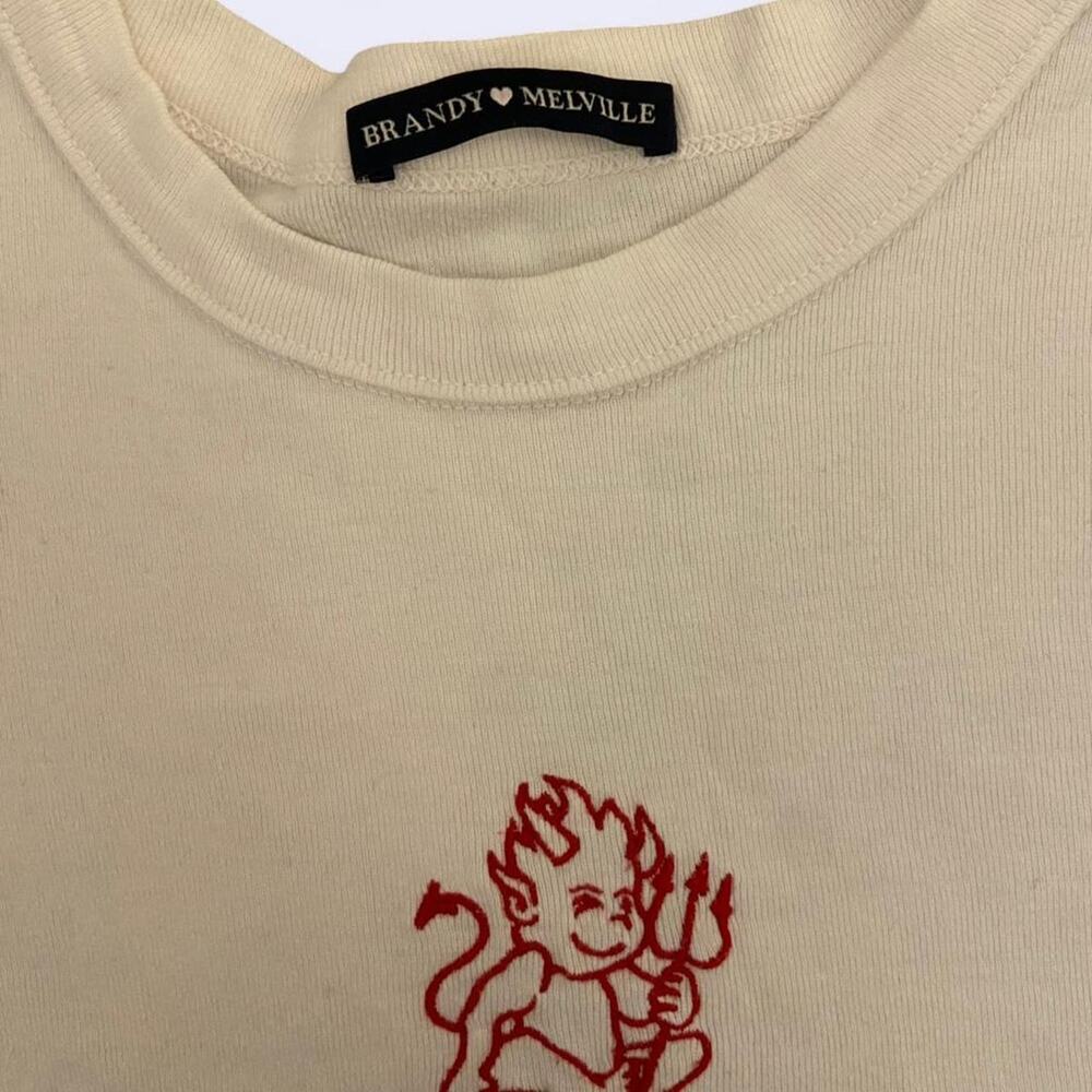 Brandy Melville White Devil Baby Crop Top